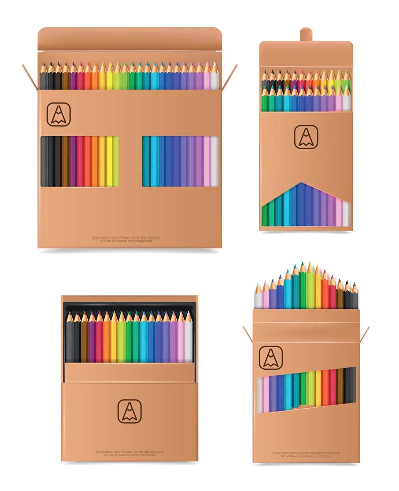 lápices de colores set realista vector