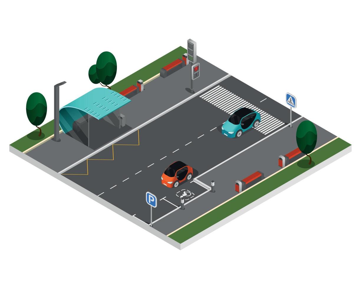 concepto de elementos de constructor de ciudad de color isométrico vector