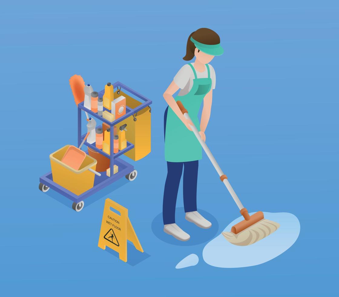 Isometric Professional Cleaning Service Composition vector