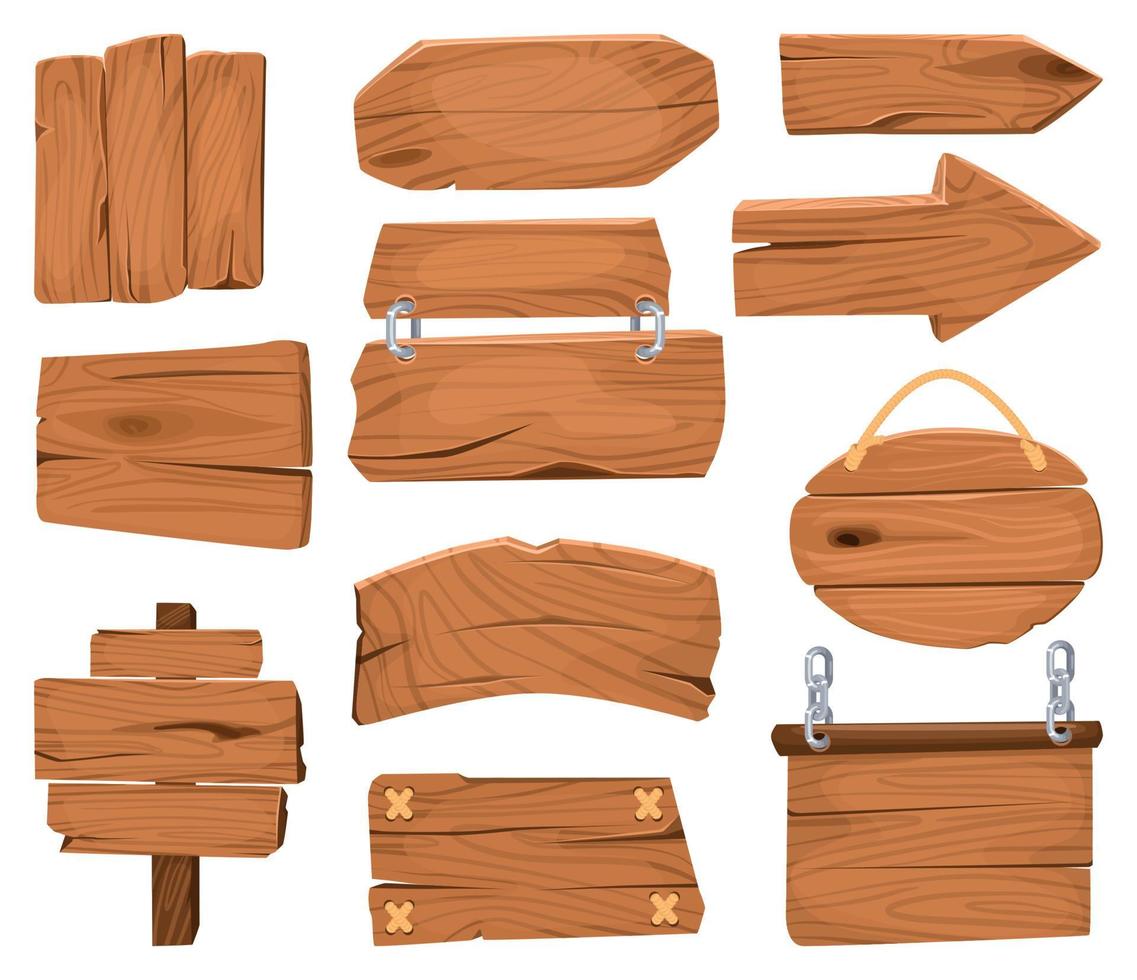 Wooden Sign Boards Set vector