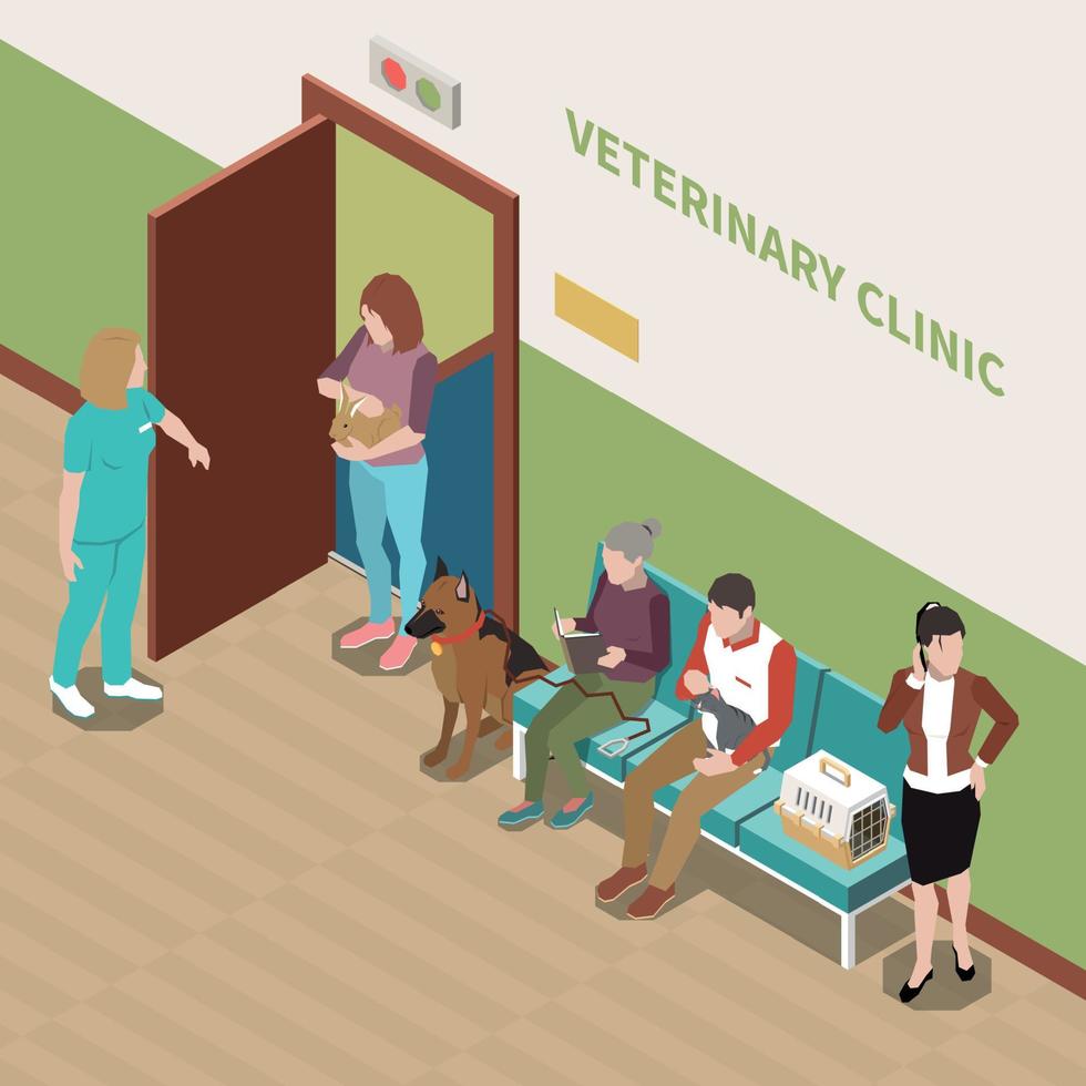 Veterinary Clinic Isometric Interior vector