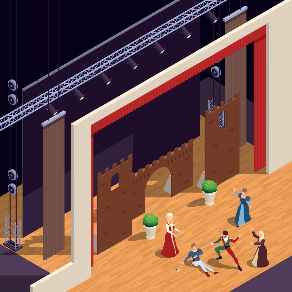 Grand Theatre Isometric Background vector