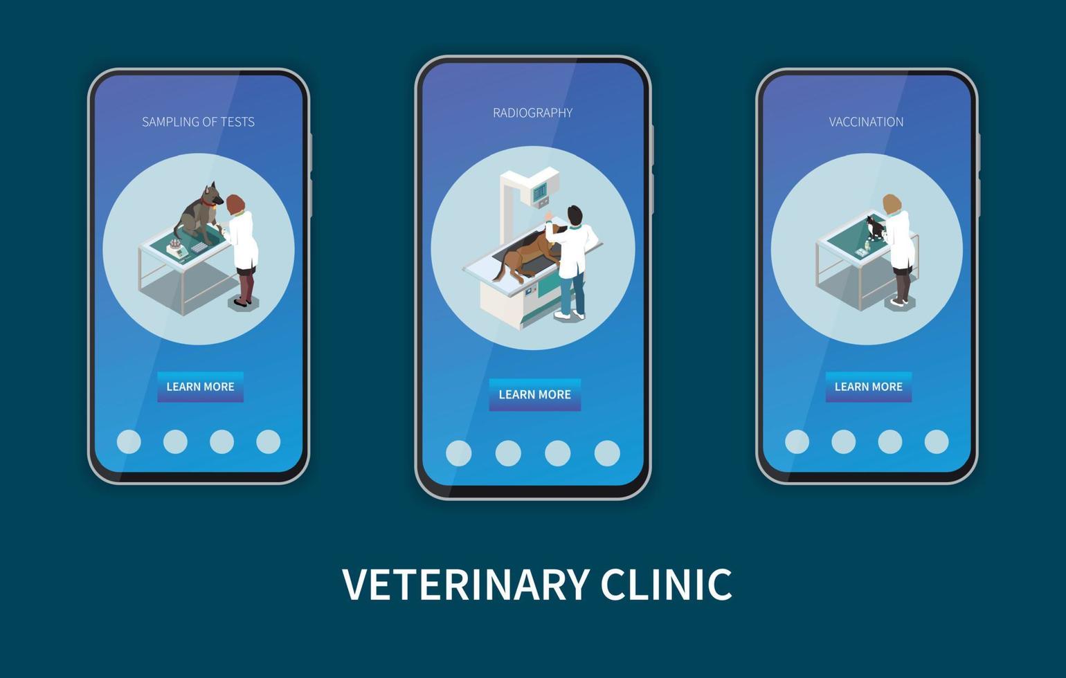 Veterinary Mobile Screens Set vector