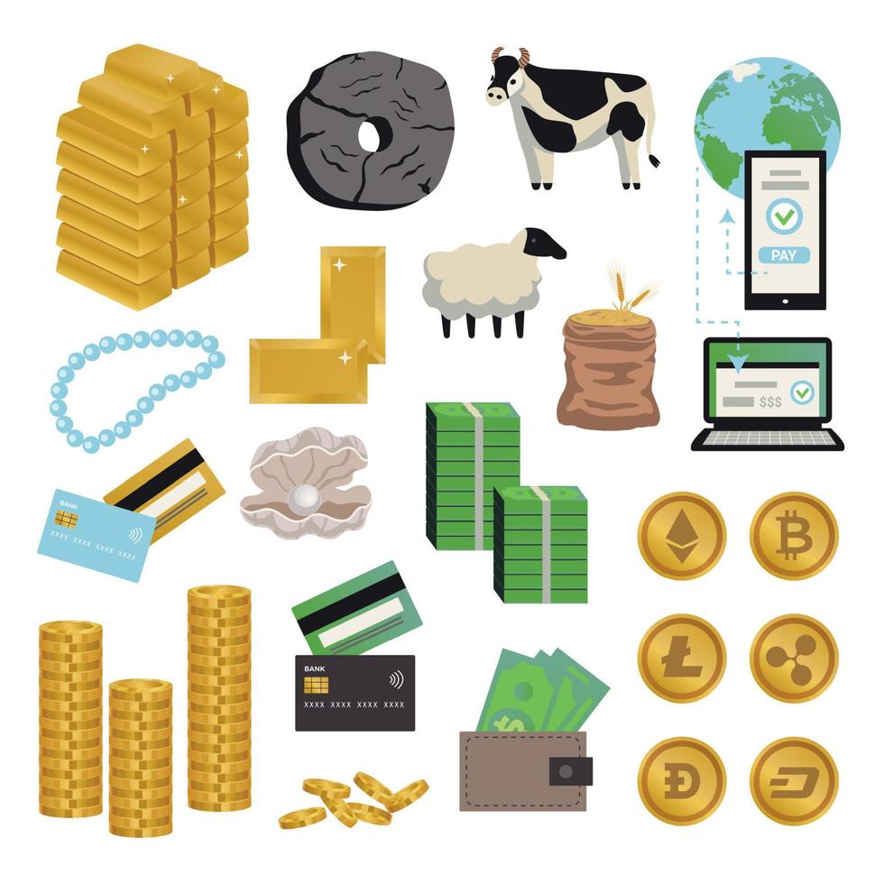 Evolution Money Icon Set vector