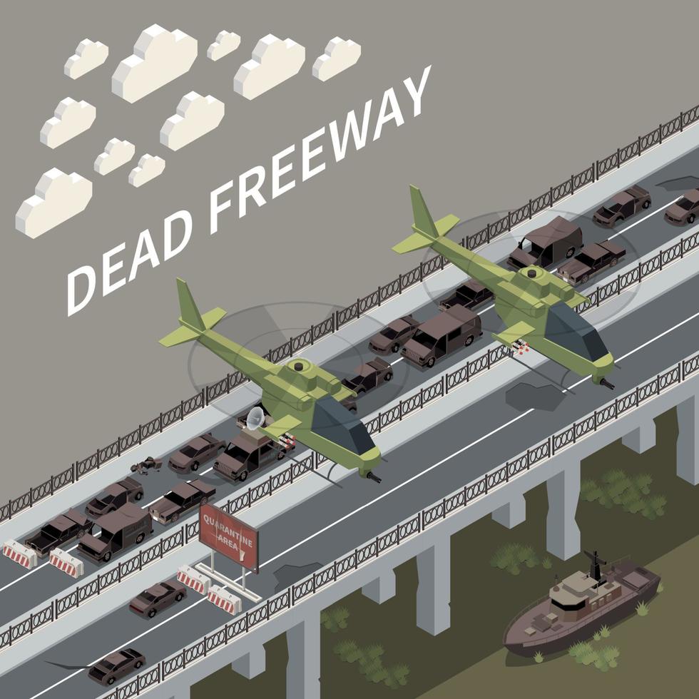 Dead Freeway Isometric Background vector