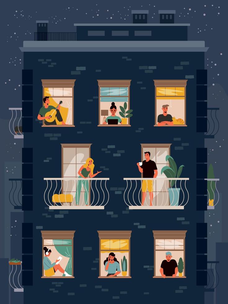 Neighbours In Windows Illustration vector