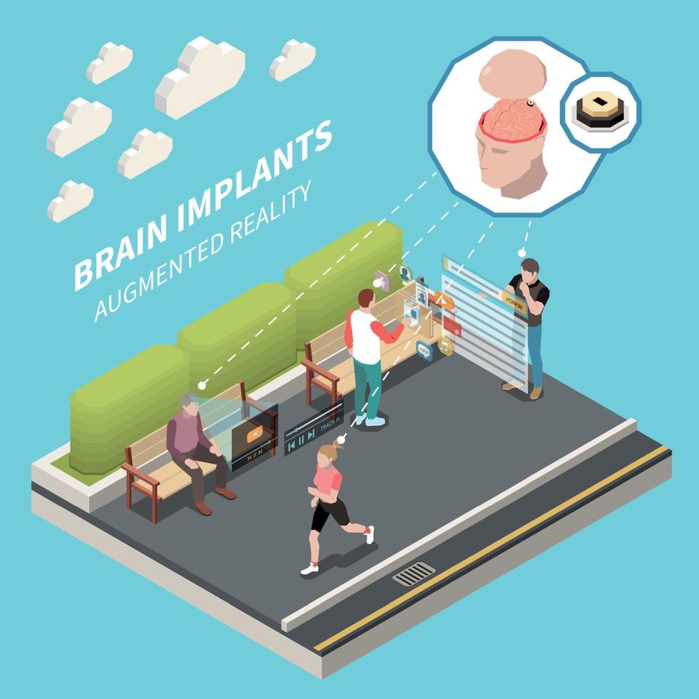 Brain Implants And Augmented Reality vector