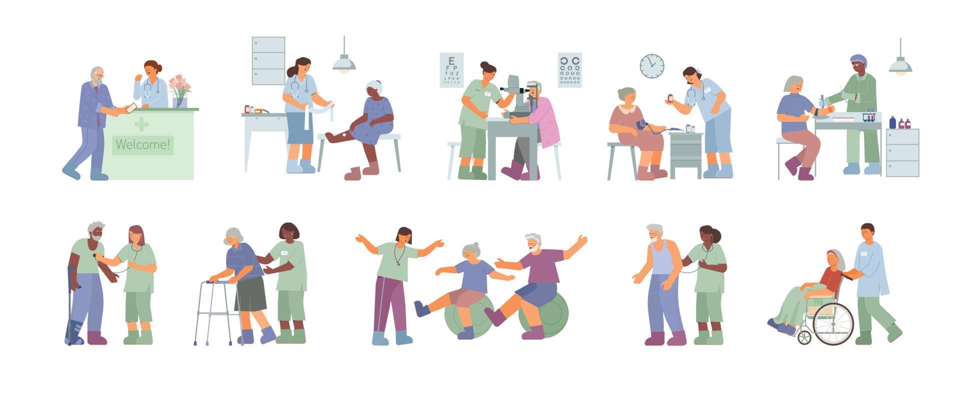 Senior People Treatment Set vector