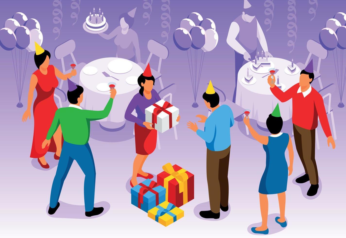 Isometric Birthday Party Illustration vector
