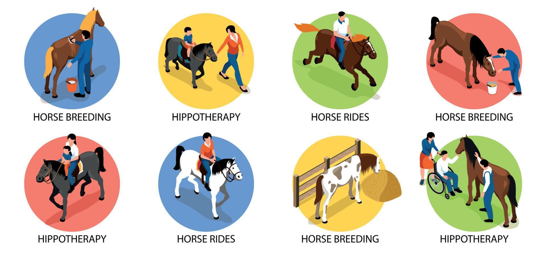 Hippotherapy Compositions Set vector