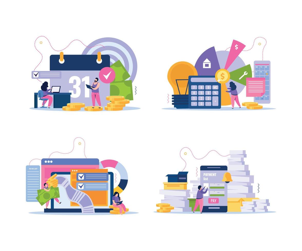 Monthly Payments Compositions Set vector