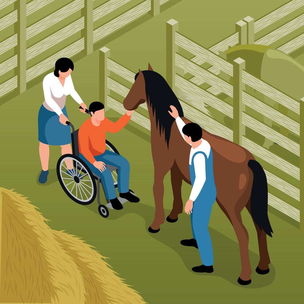 Hippotherapy Isometric Vector Illustration