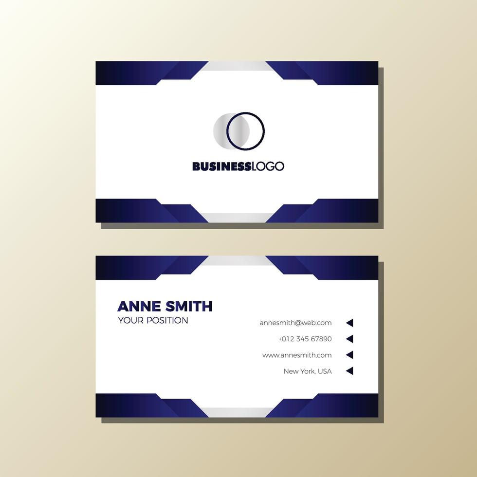 geometric blue business card template vector