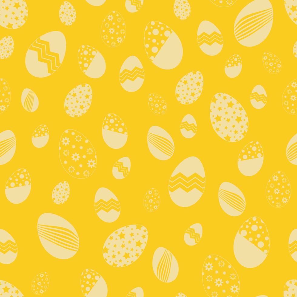 Vector seamless pattern with ornamental easter eggs. Easter yellow holiday background for printing on fabric, paper for scrapbooking, gift wrap and wallpapers. Vector illustration