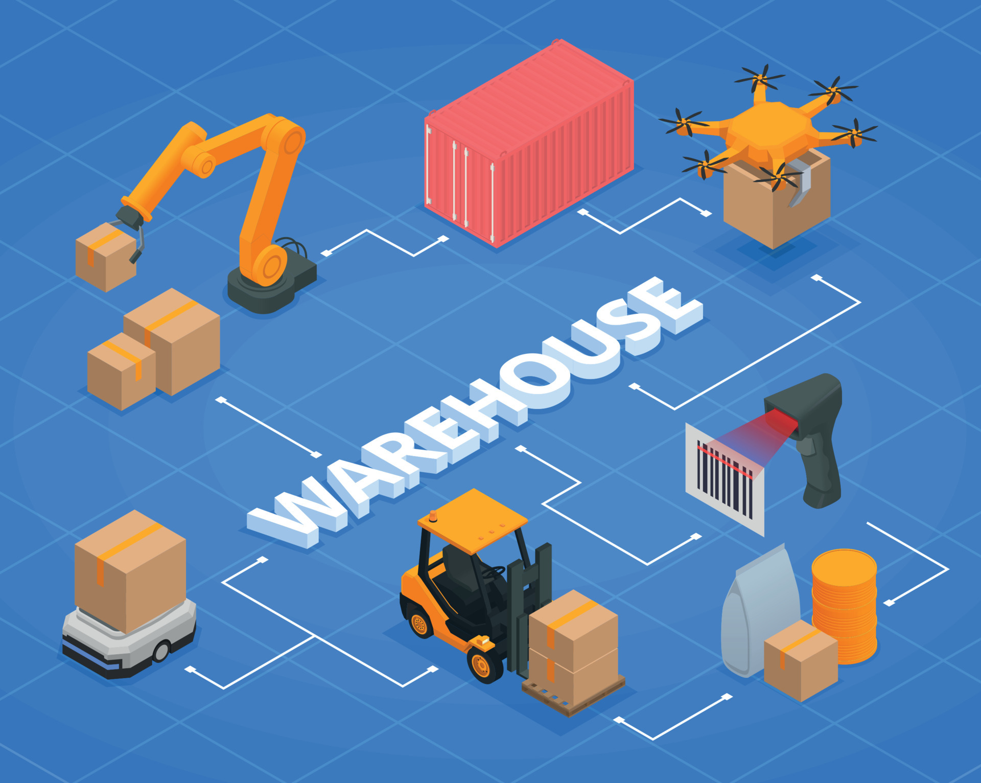 Modern Warehouse Isometric Flowchart 4728809 Vector Art at Vecteezy