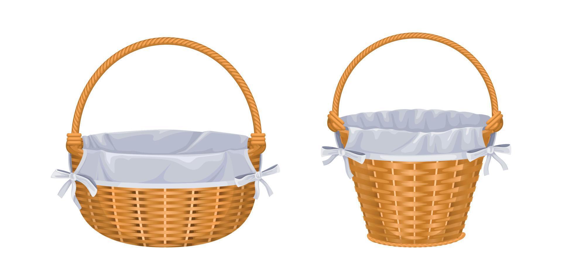 Hand Wicker Baskets Set vector