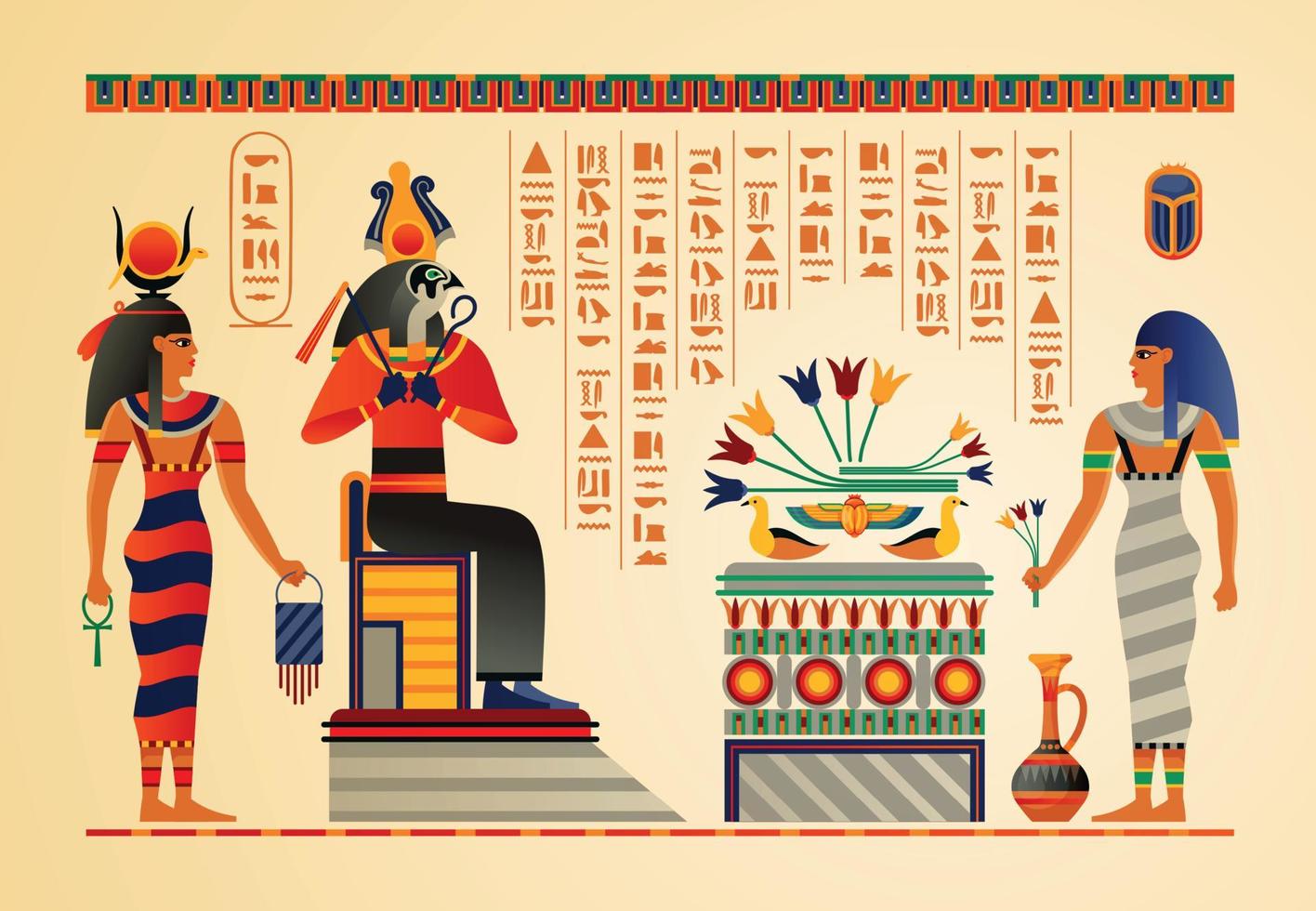Egypt Ancient Gods Scene vector