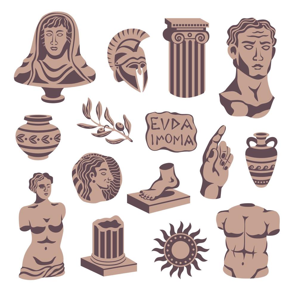 conjunto de iconos de estatuas antiguas vector