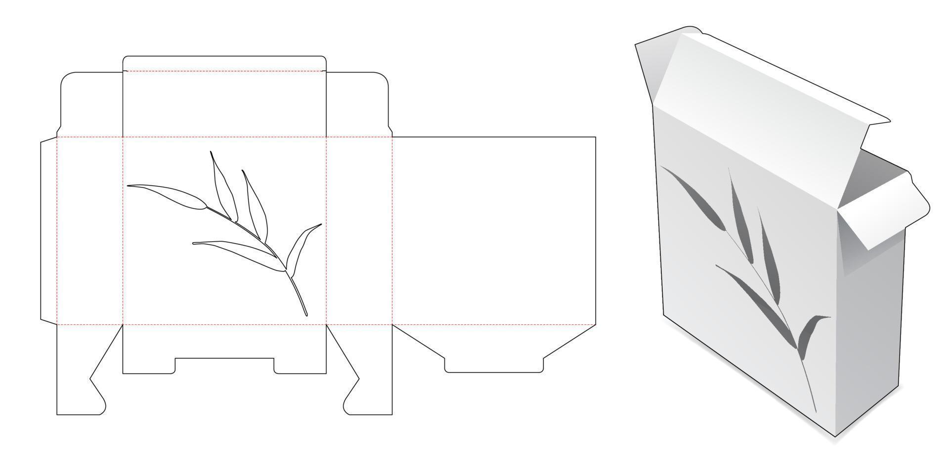 caja de embalaje con plantilla troquelada de hierba estarcida vector