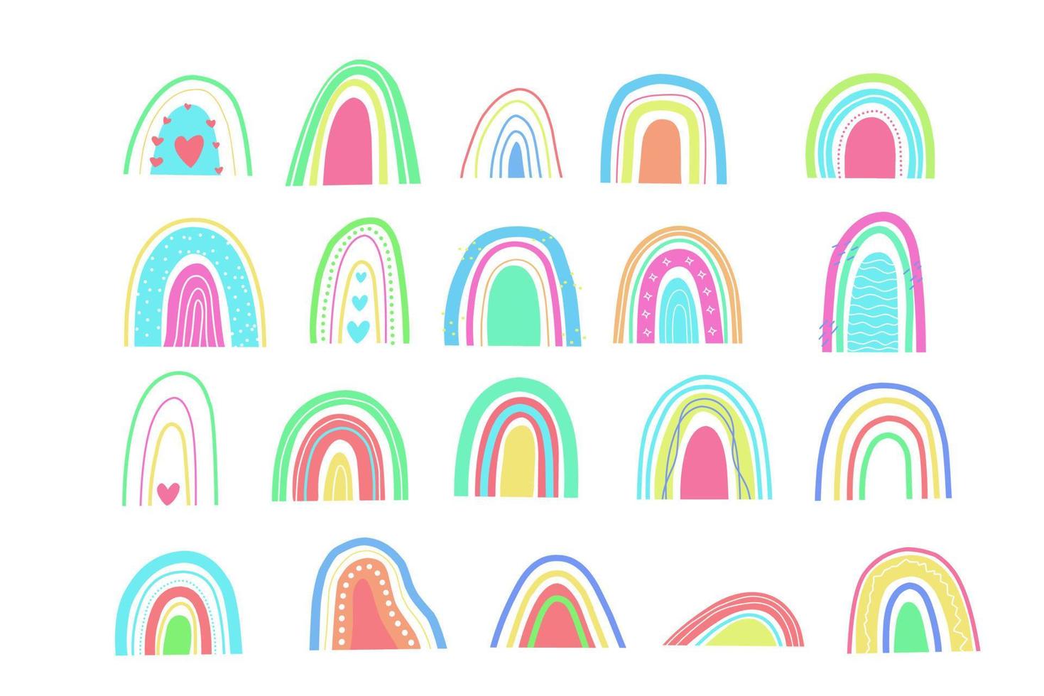 Abstract rainbow set vector hand drawn