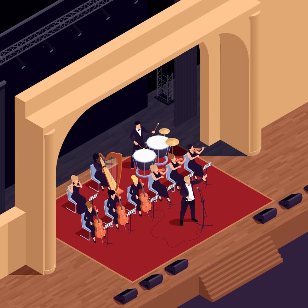 Opera Theatre Isometric Background vector