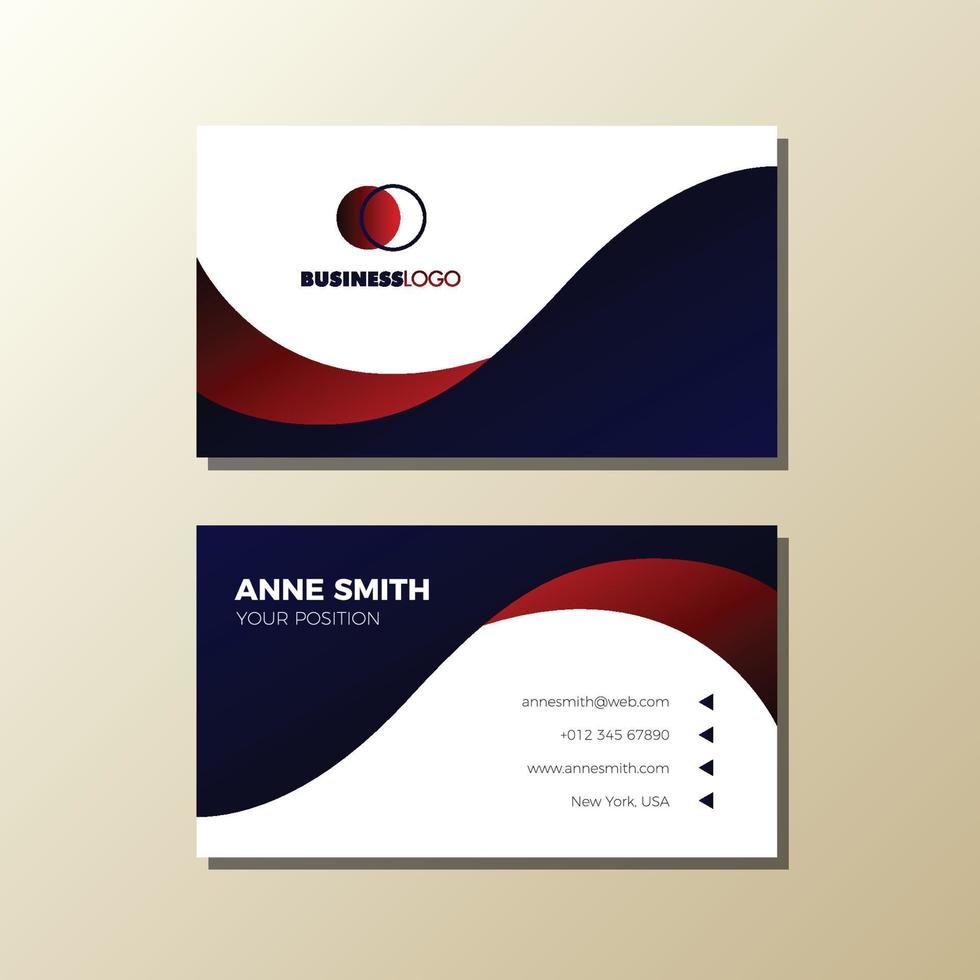 blue and red business card template vector