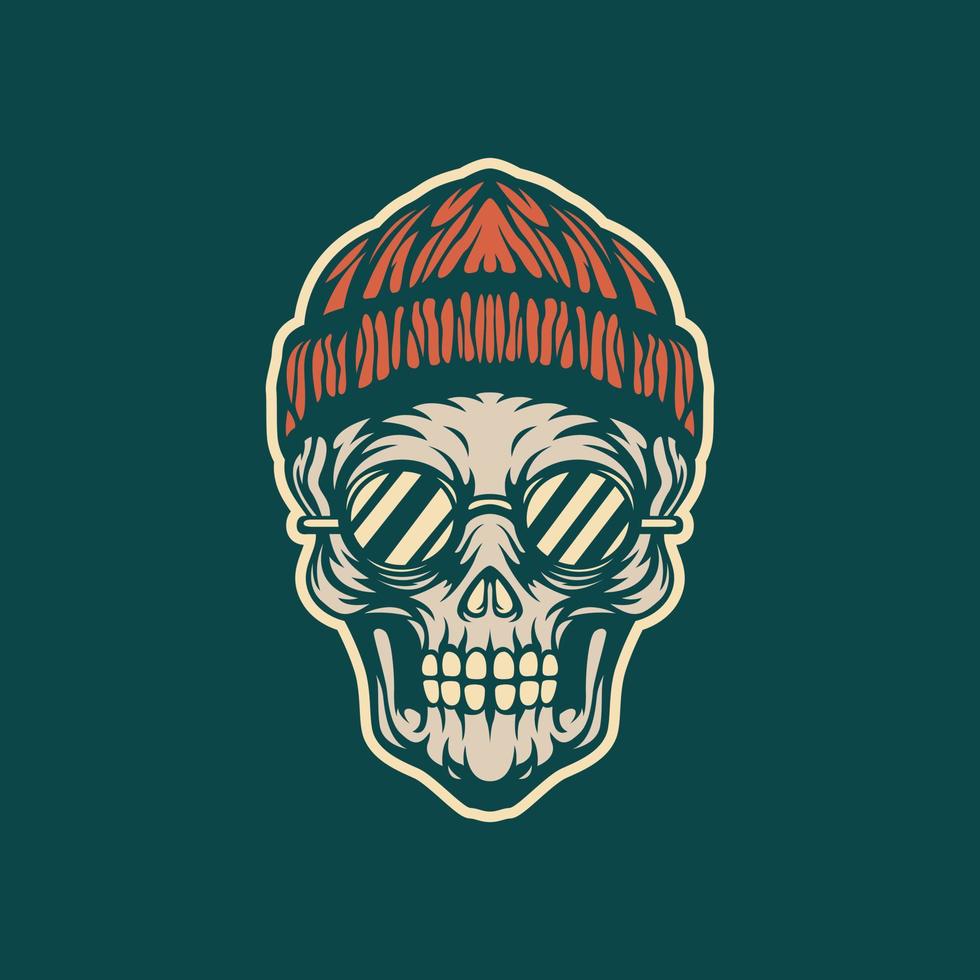 Skull wearing beanie hat mascot vector