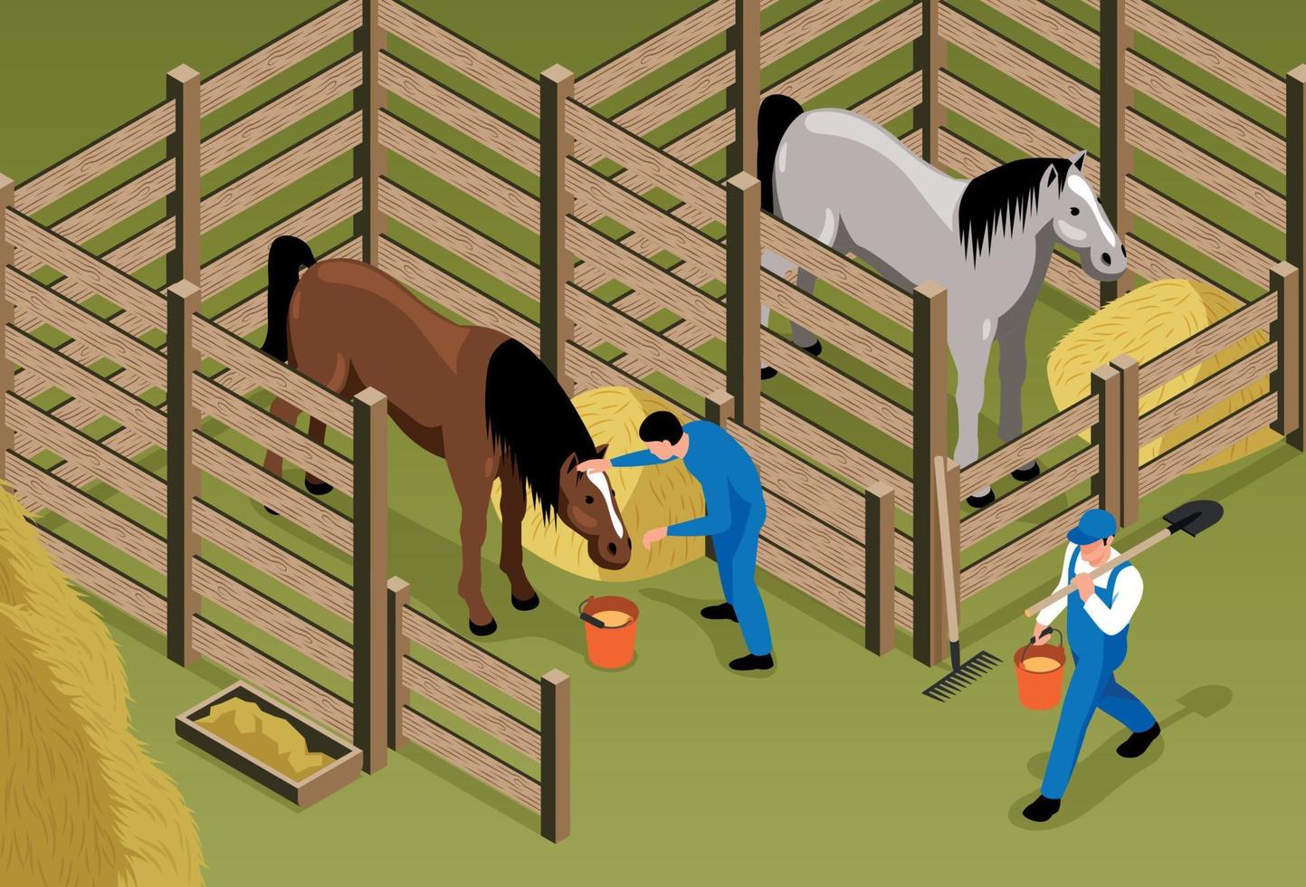 Ilustración de establo de caballos vector