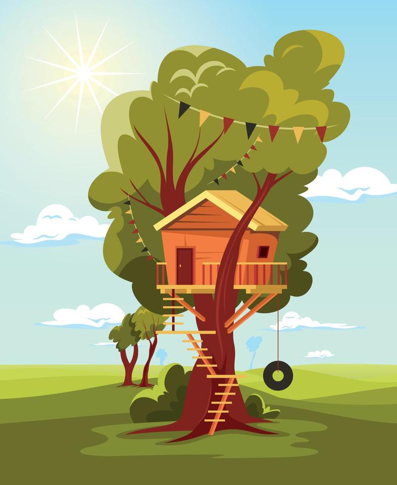 Tree House Ladder Composition vector