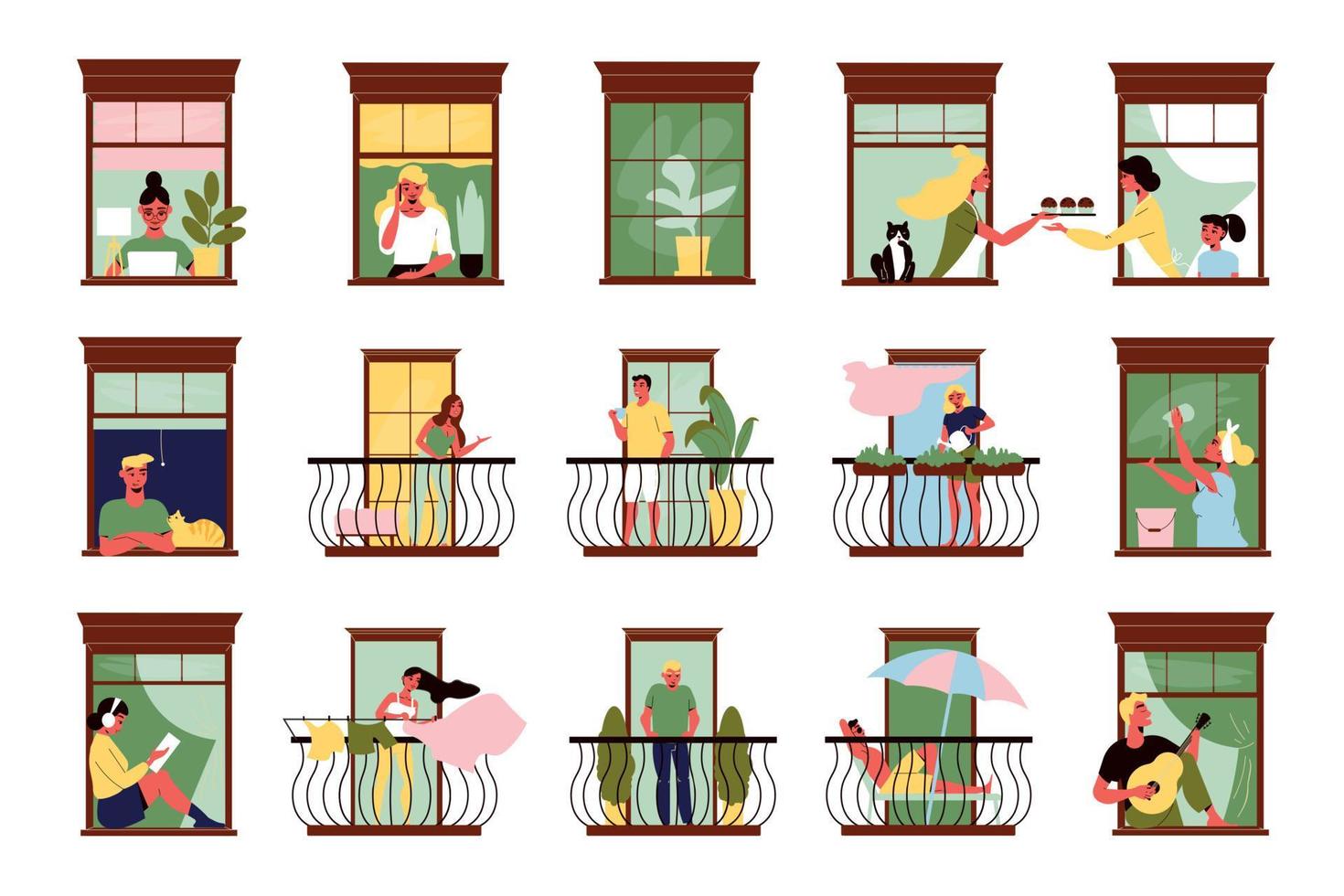 Neighbours In Windows Set vector