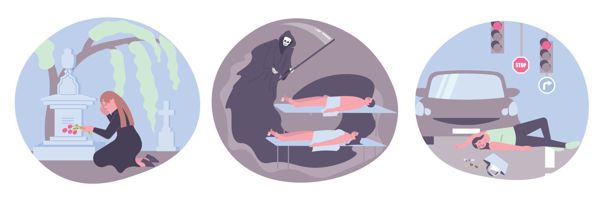 Death Flat Compositions Set vector