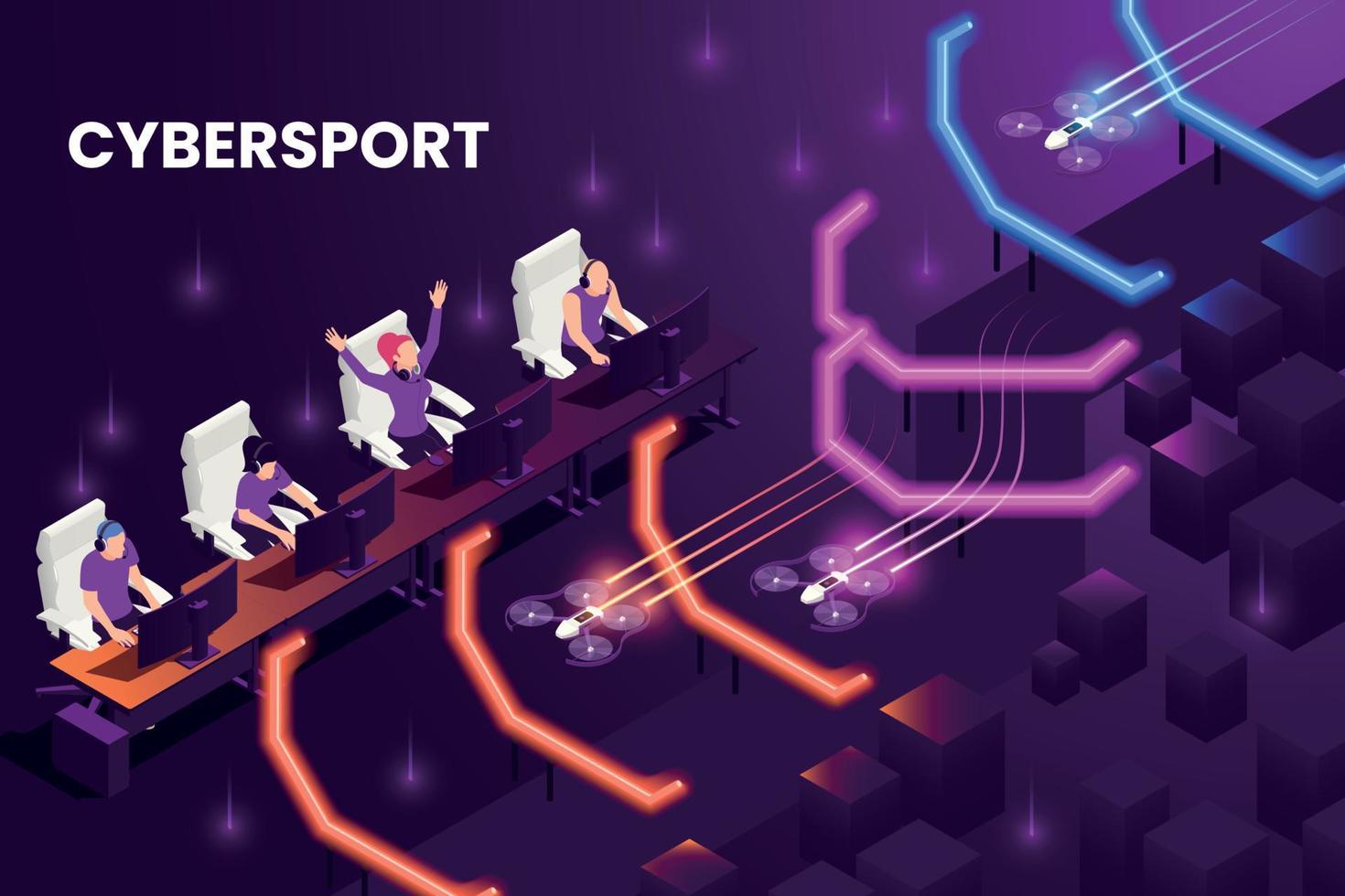 Cyber Game Isometric Background vector