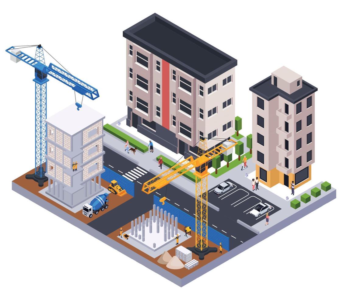 Construction Isometric Concept vector