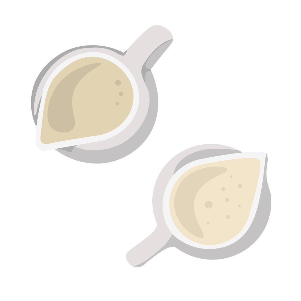 Two creamers for milk or cream top view, vector
