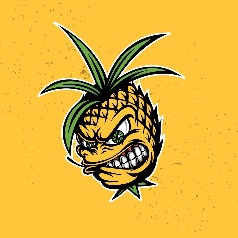 mascota de fruta de piña feroz vector