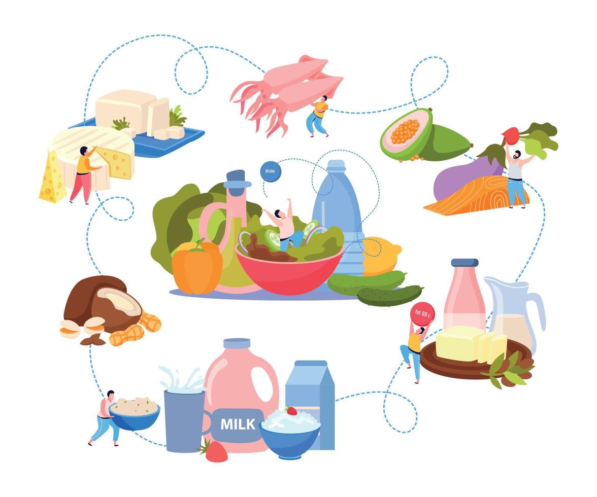 diagrama de flujo de alimentos de dieta cetogénica vector