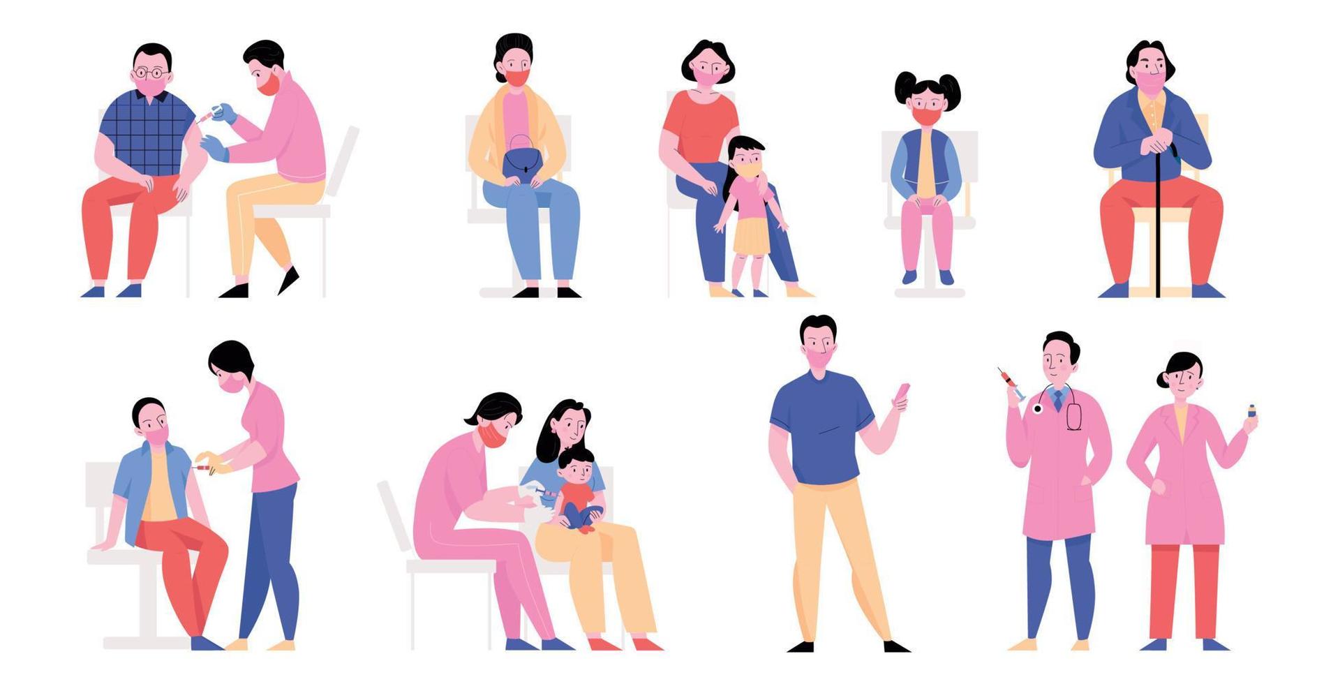 Vaccination Flat Set vector