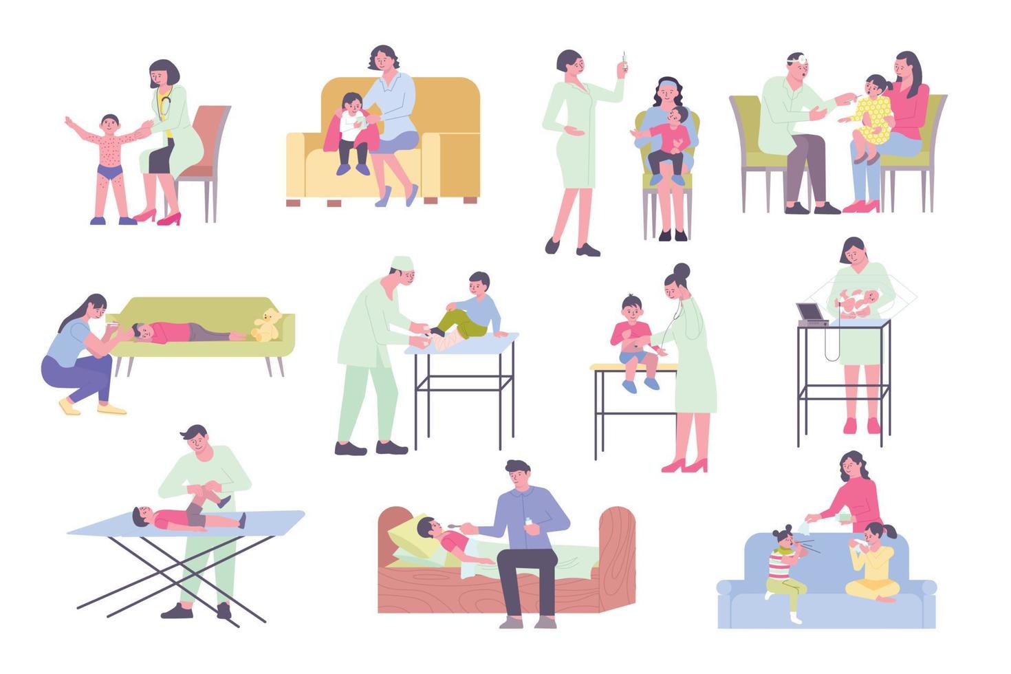 Pediatrics Flat Set vector