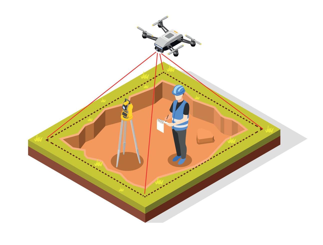 Geodesic Drone Isometric Composition vector