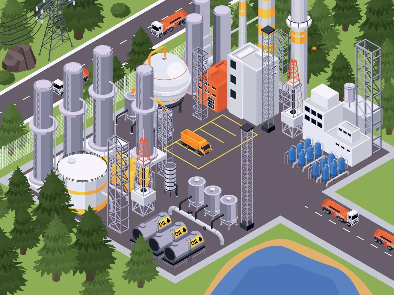 Oil Processing Plant Composition vector