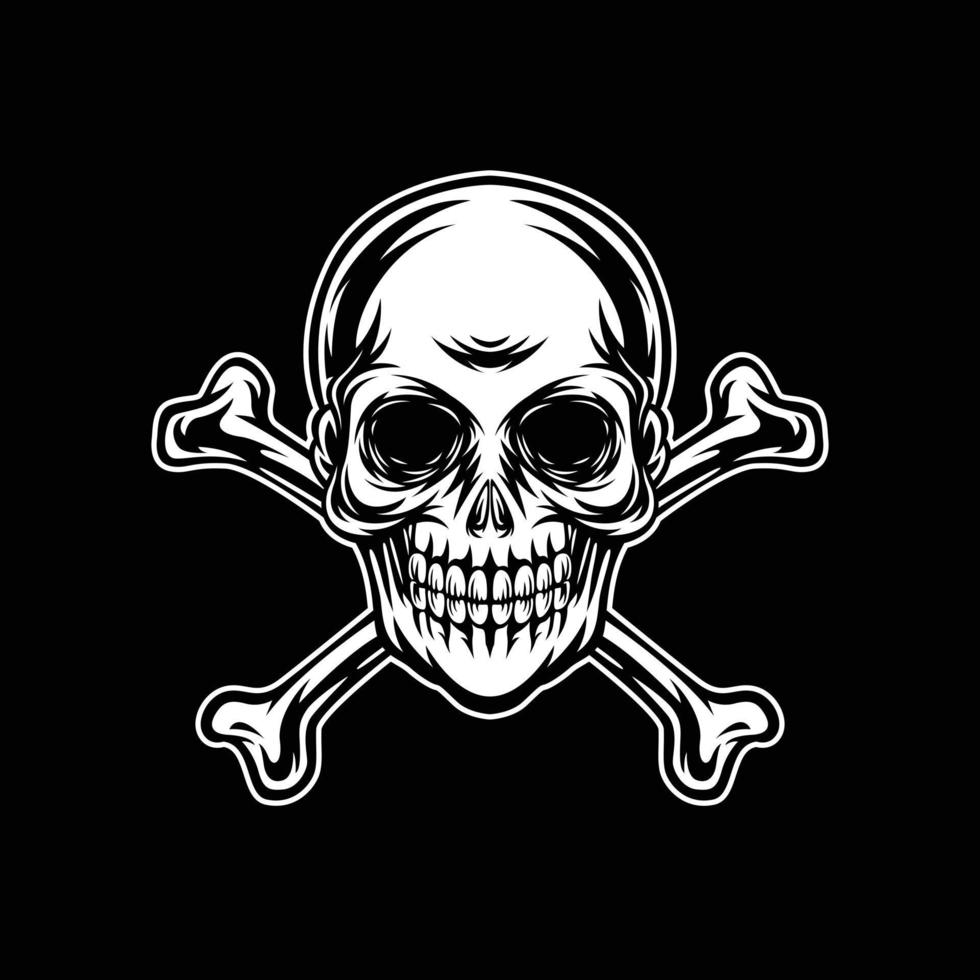 Skull head with crossbones logo vector