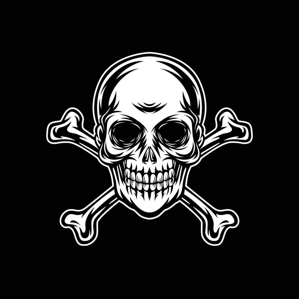 Skull head with crossbones logo vector