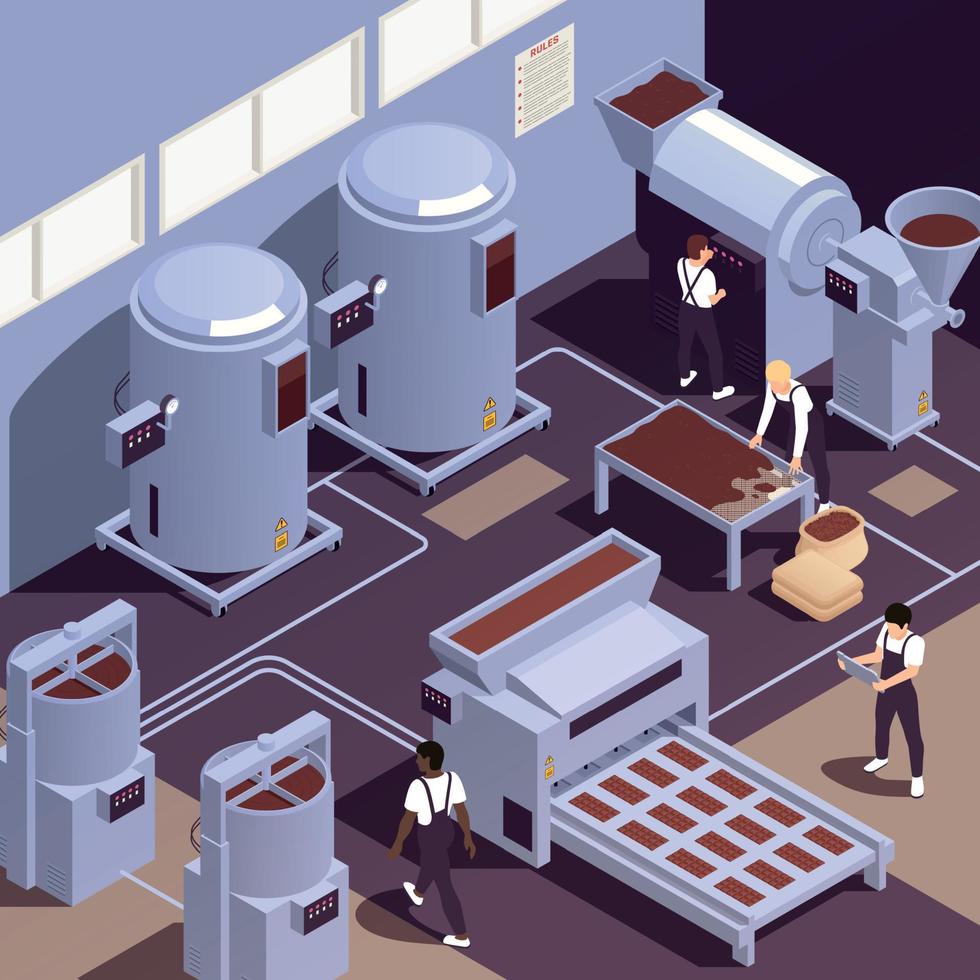 Chocolate Production Facility Isometric vector