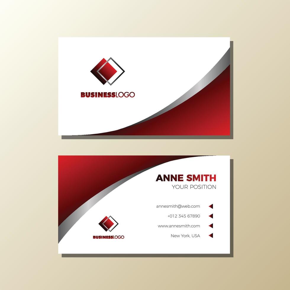 gradient red and gray business card design vector