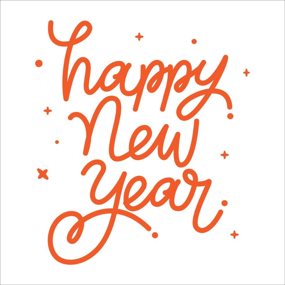 Happy New Year hand lettering calligraphy isolated on white background vector