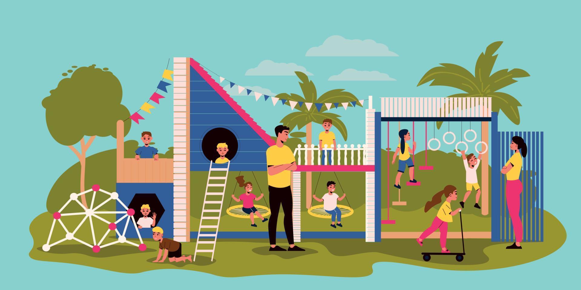 Flat Kids Playground vector