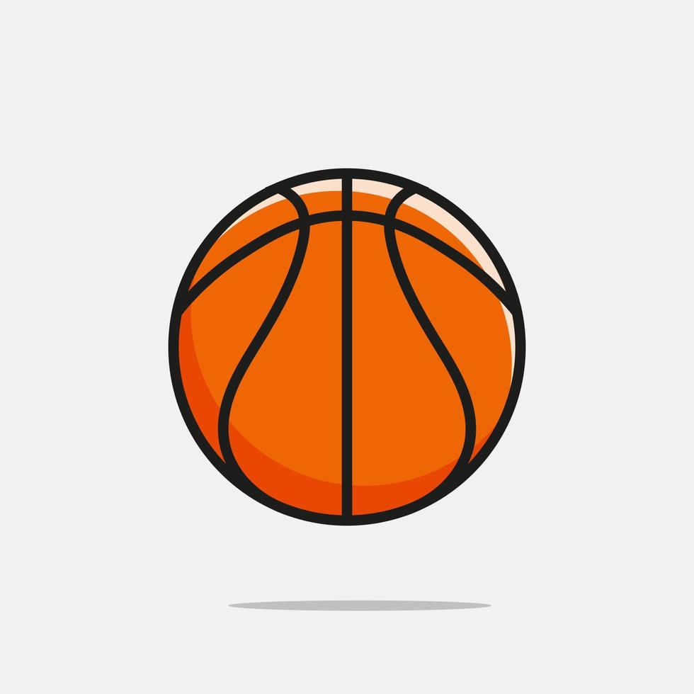 Basket ball icon. Flat vector illustration with shadow and highlight in black on white background