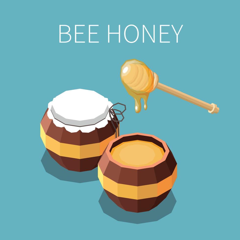 Bee Honey Isometric Background vector