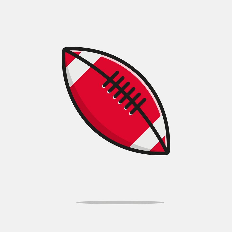 American football ball icon. Flat vector illustration with shadow and highlight in black on white background