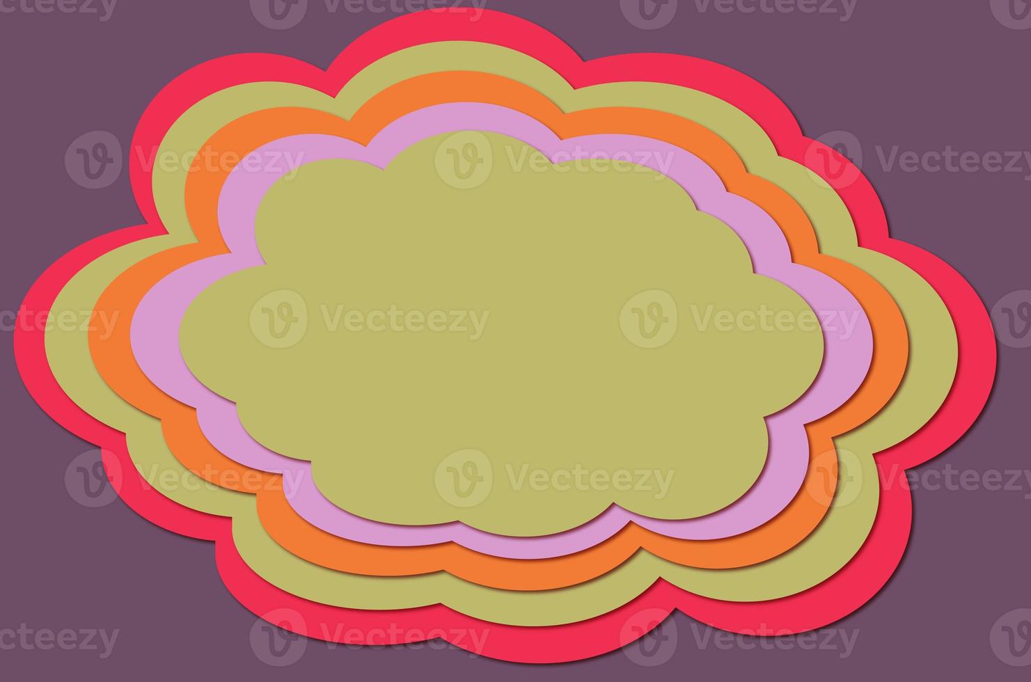 Paper cut background clouds rounded purple, red and green color best for quote template photo